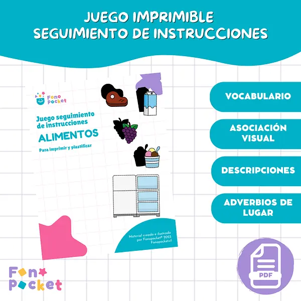Juego seguimiento de instrucciones versión alimentos