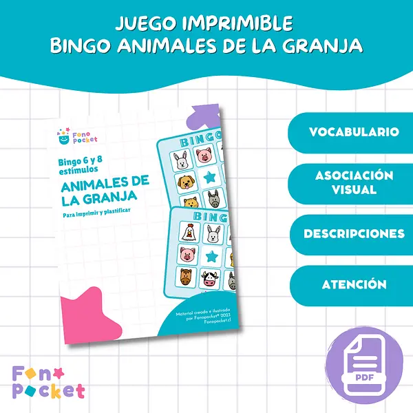 Juego bingo animales de granja