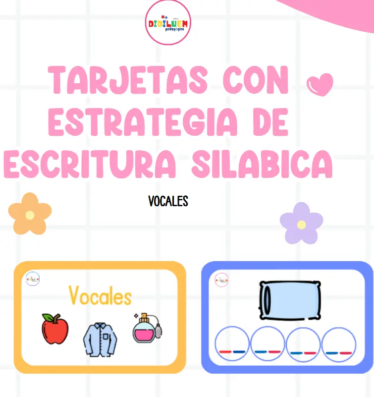 Tarjetas con estrategia de escritura silábica VOCALES