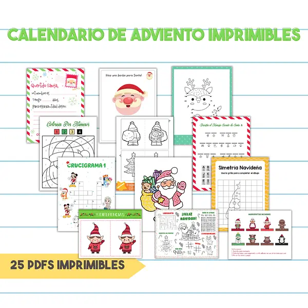 Calendario de Adviento | 25 Imprimibles | 25 Actividades Navideñas Diarias Imprimibles