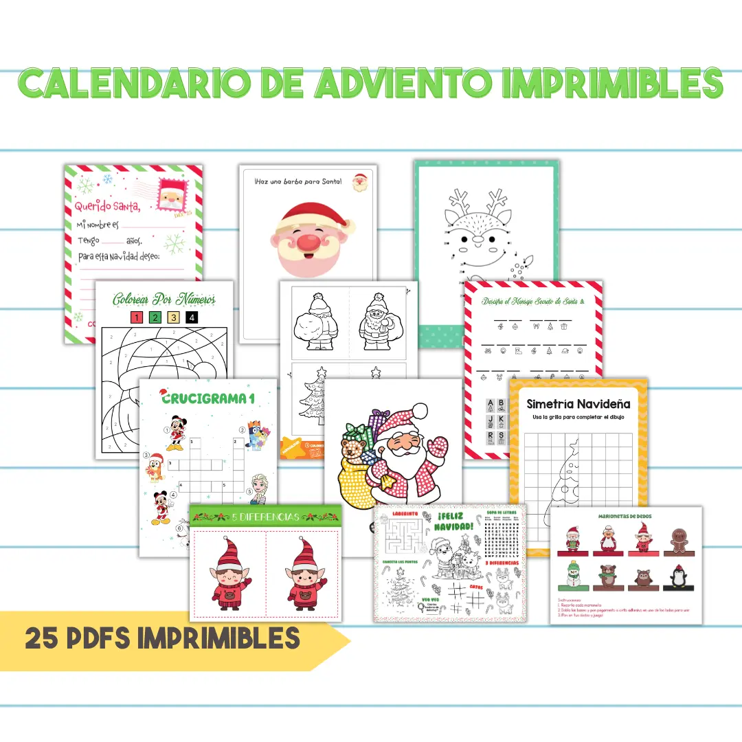 Calendario de Adviento | 25 Imprimibles | 25 Actividades Navideñas Diarias Imprimibles