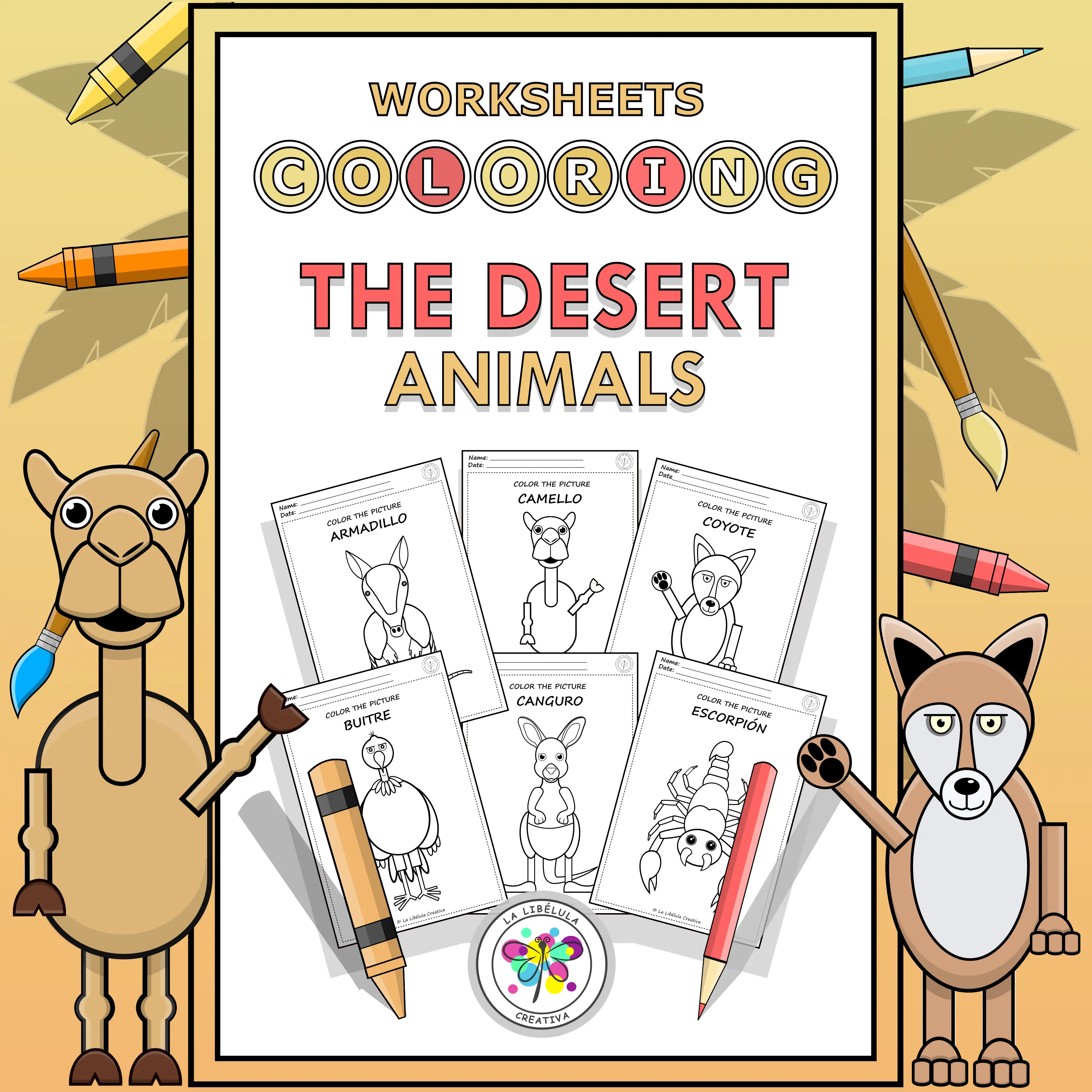 Coloring Worksheets Desert Animals Decorate Craft