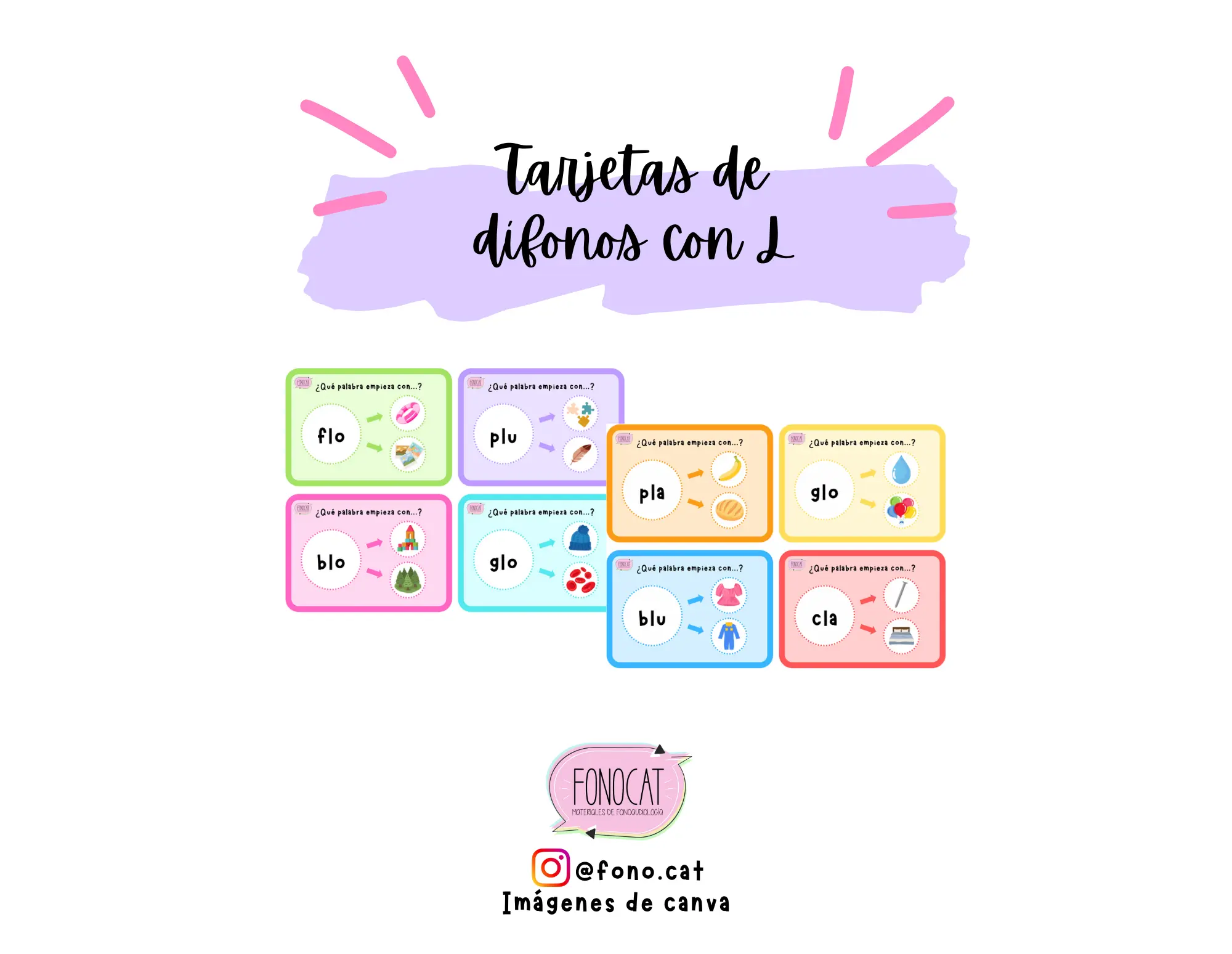 Tarjetas de Dífonos Consonánticos con L y R