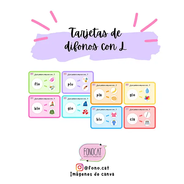 Tarjetas de Dífonos Consonánticos con L y R