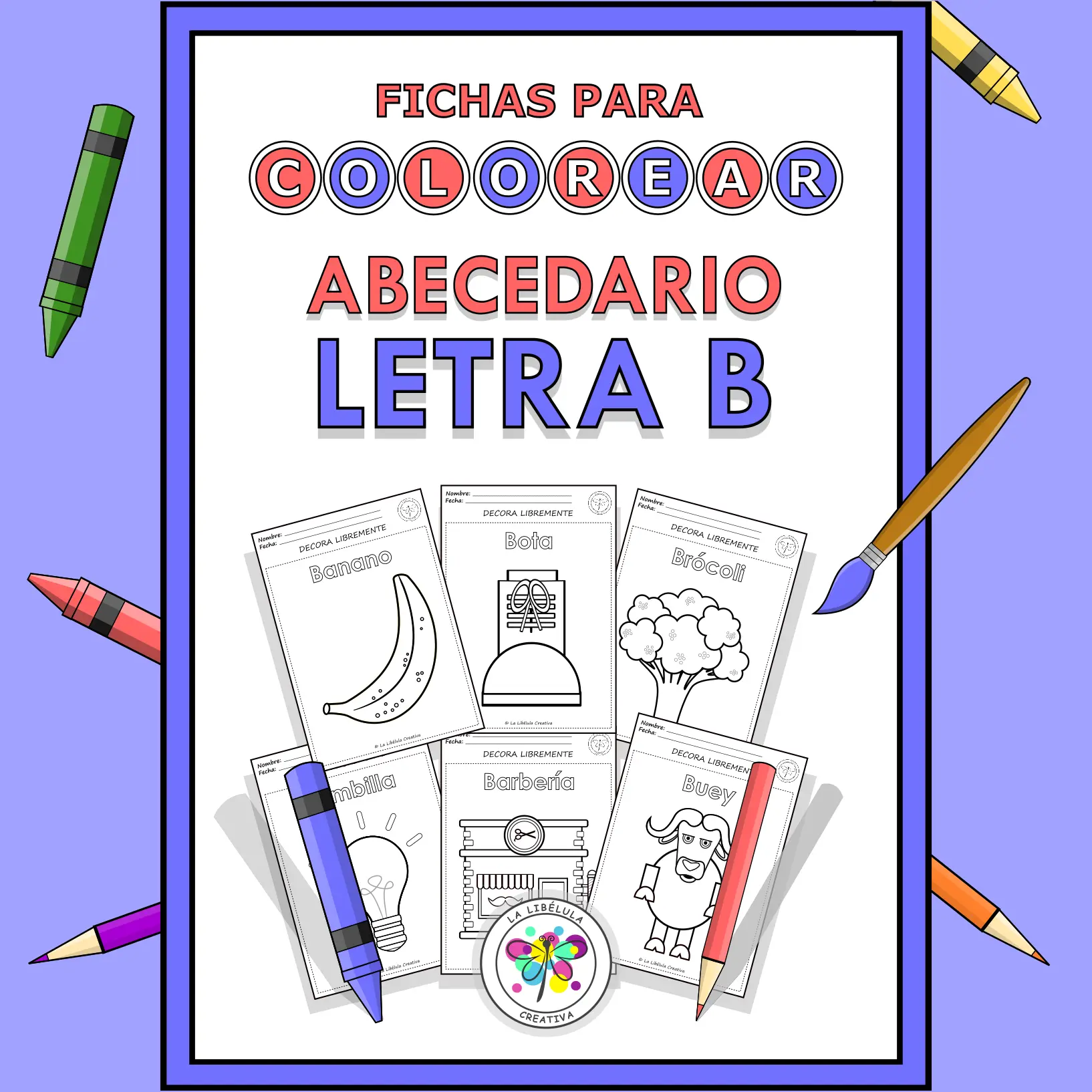 Spanish Worksheets Coloring Letter B Objects Colorear Letra B Objetos NO PREP