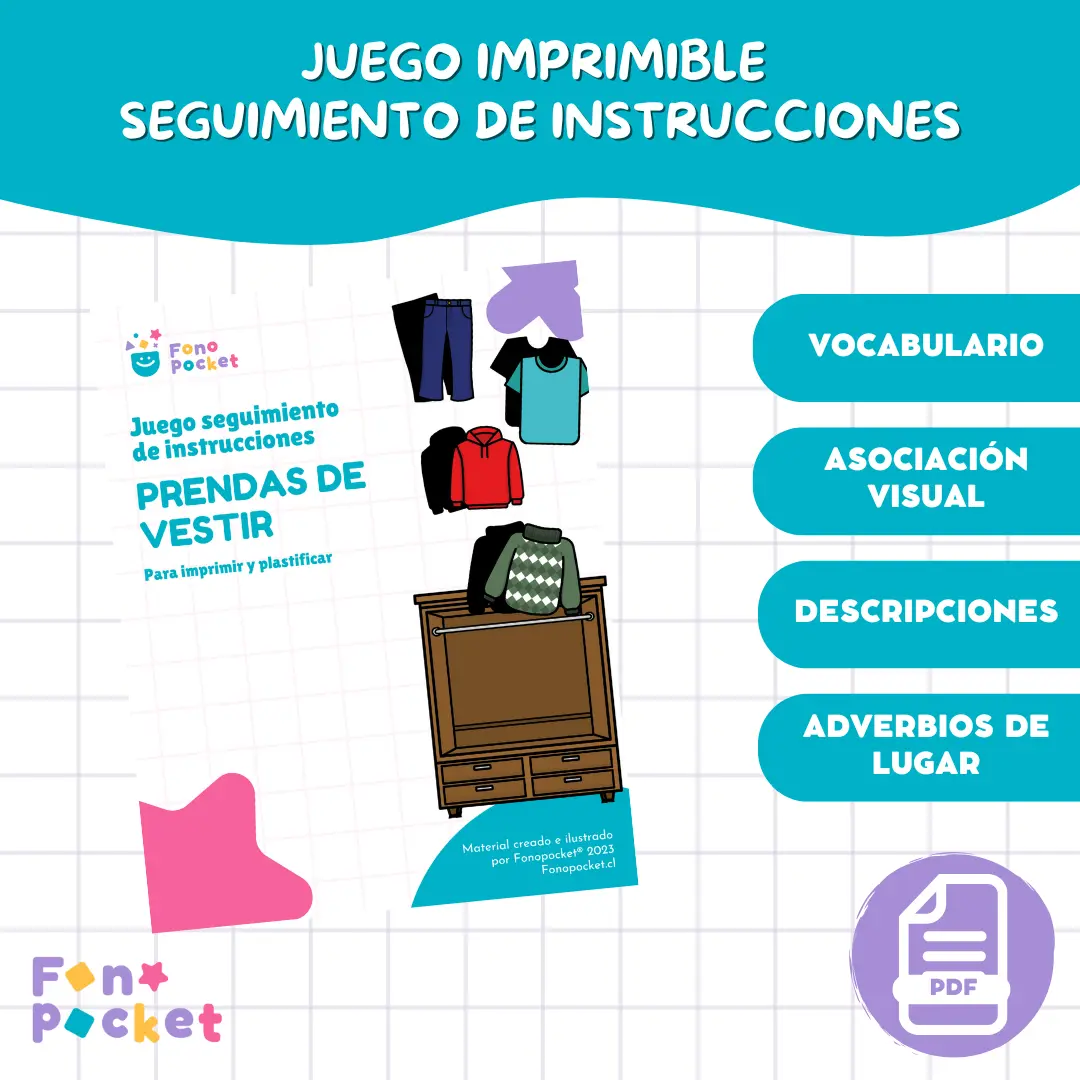 Juego seguimiento de instrucciones versión prendas de vestir