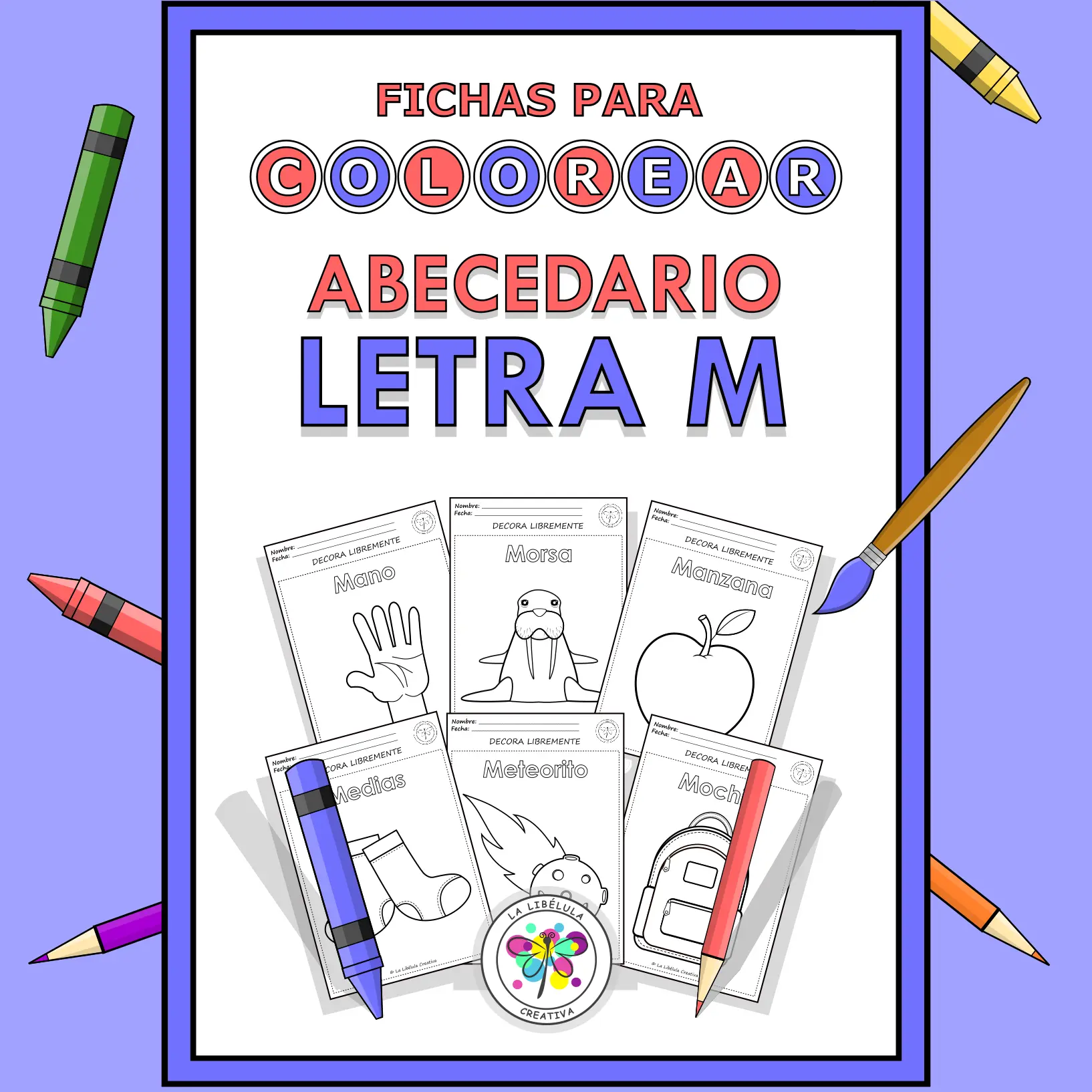 Spanish Worksheets Coloring Letter M Objects Colorear Letra M Objetos NO PREP