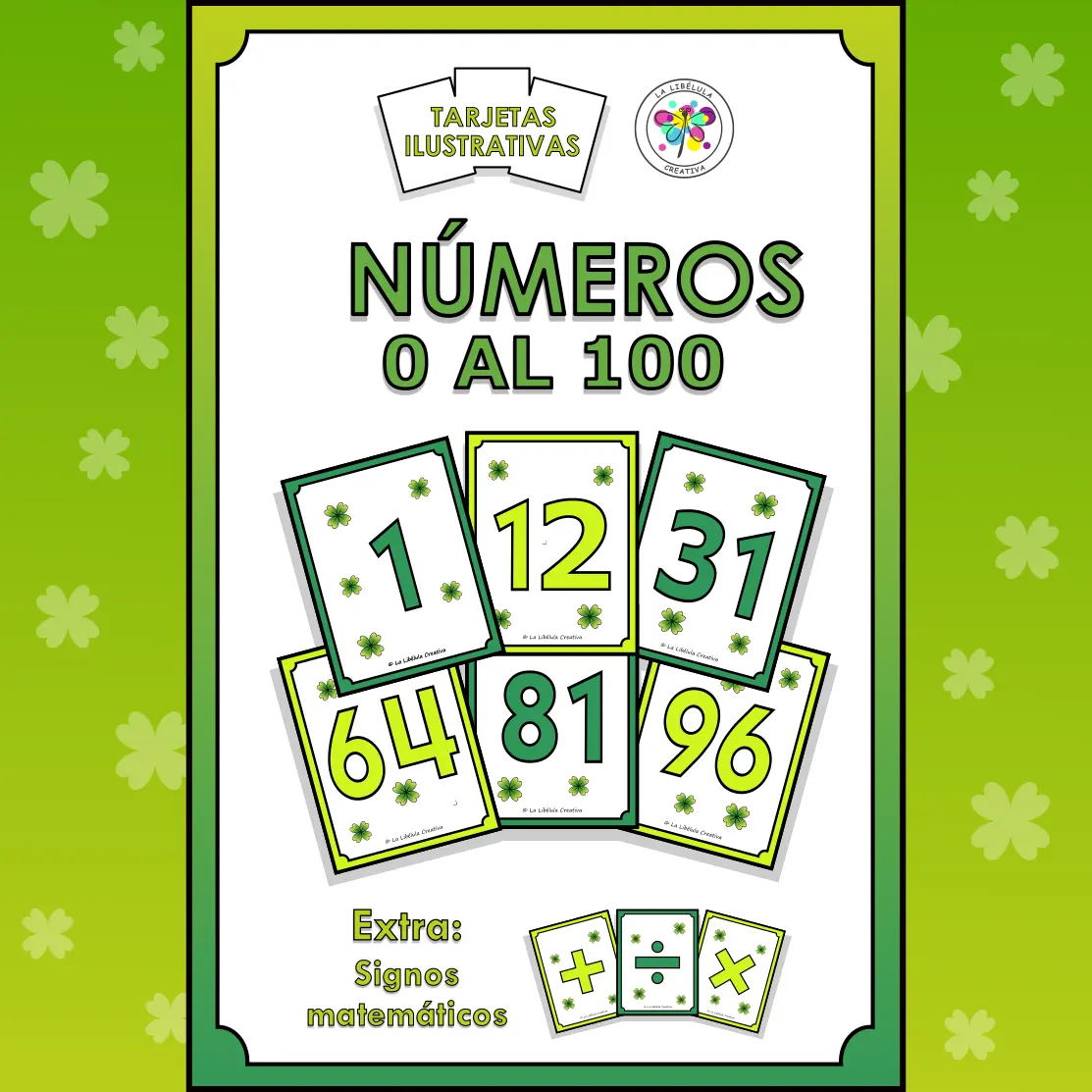 Spanish Flash Cards St Patrick's Numbers 0 to 100 Tarjetas Números San Patricio