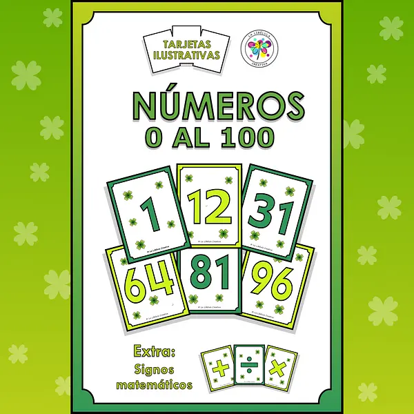 Spanish Flash Cards St Patrick's Numbers 0 to 100 Tarjetas Números San Patricio