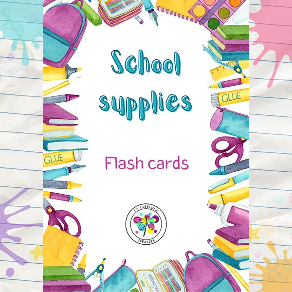 School Supplies Flash Cards Objects Vocabulary Cut Craft Back to School NO PREP
