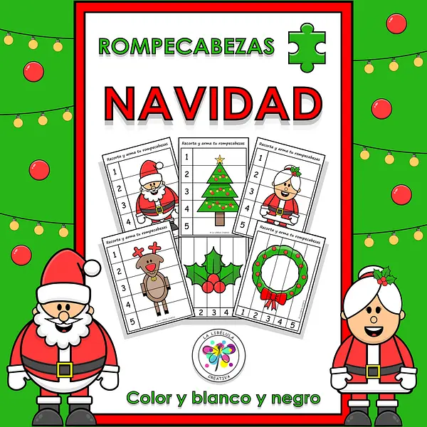 Spanish Puzzle Game Christmas Numbers Rompecabezas Juego Navidad Números