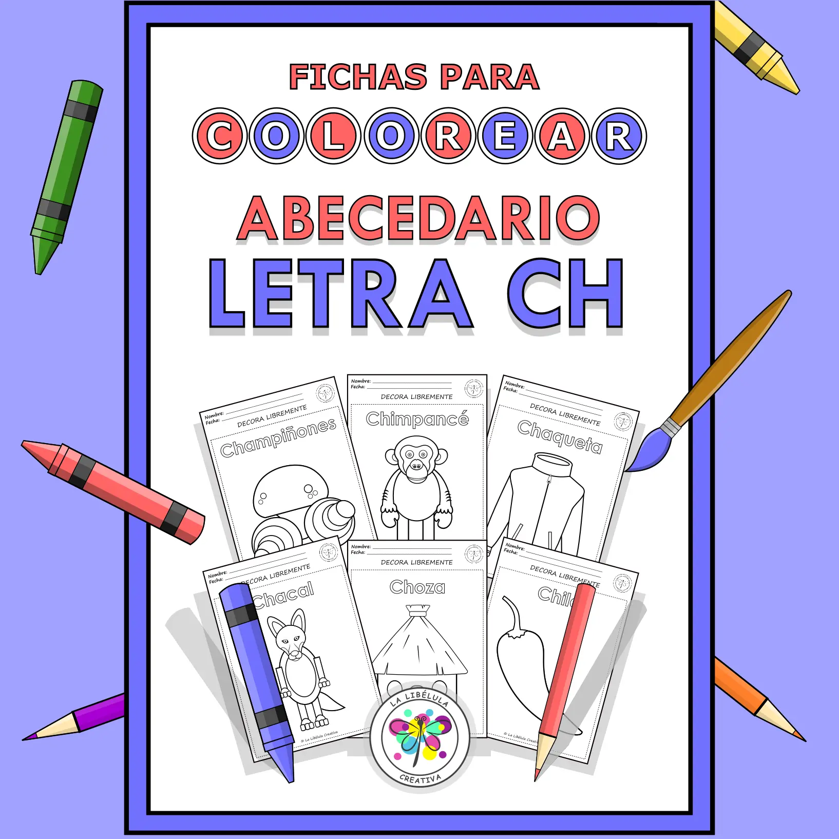 Spanish Worksheets Coloring Letter CH Objects Colorear Letra Ch Objetos NO PREP