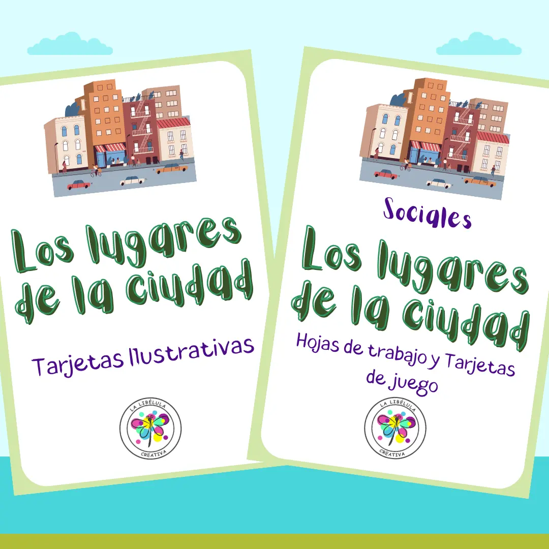 Bundle Spanish Worksheet Flash Cards City Places Tarjetas Ciudad Lugares NO PREP