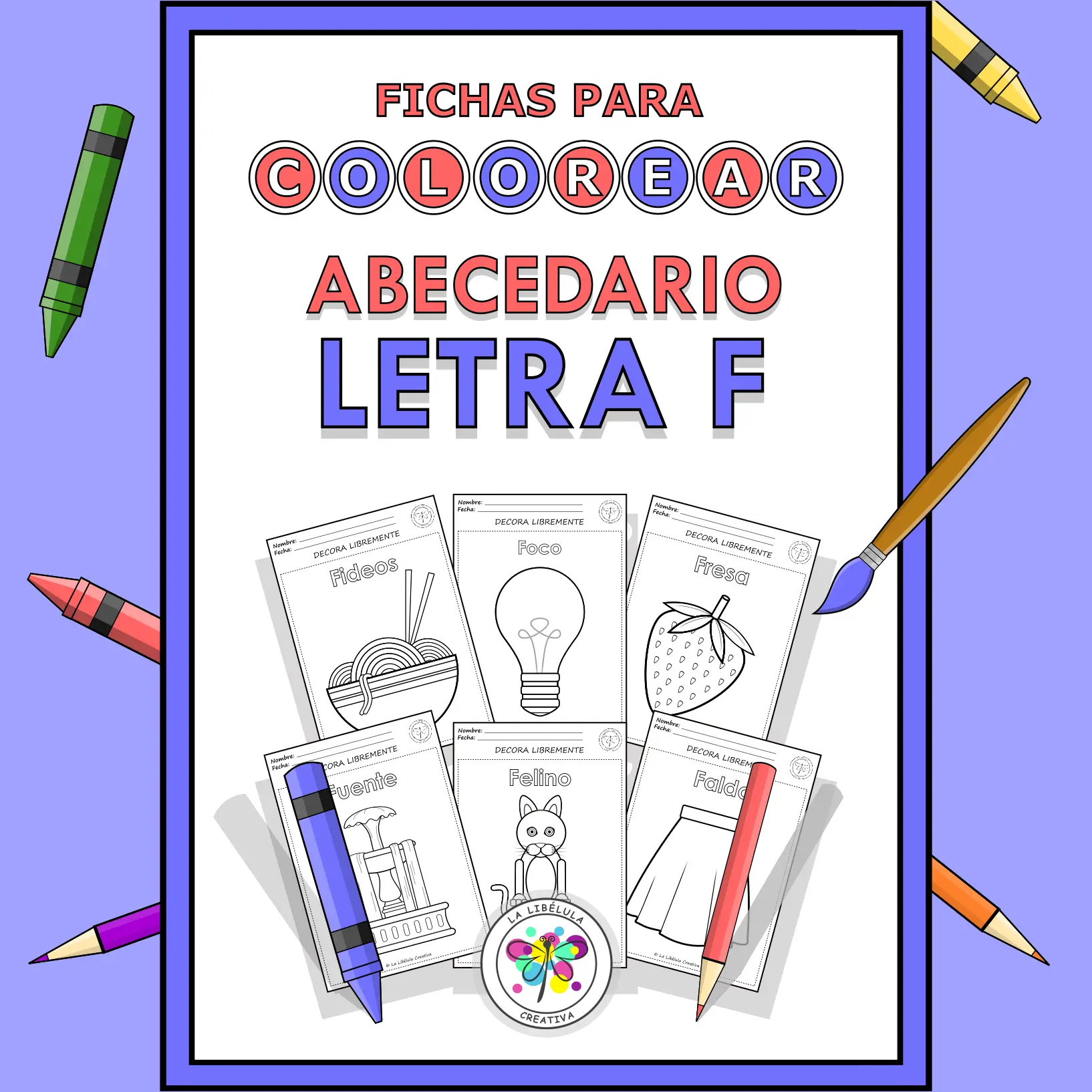 Spanish Worksheets Coloring Letter F Objects Colorear Letra F Objetos NO PREP