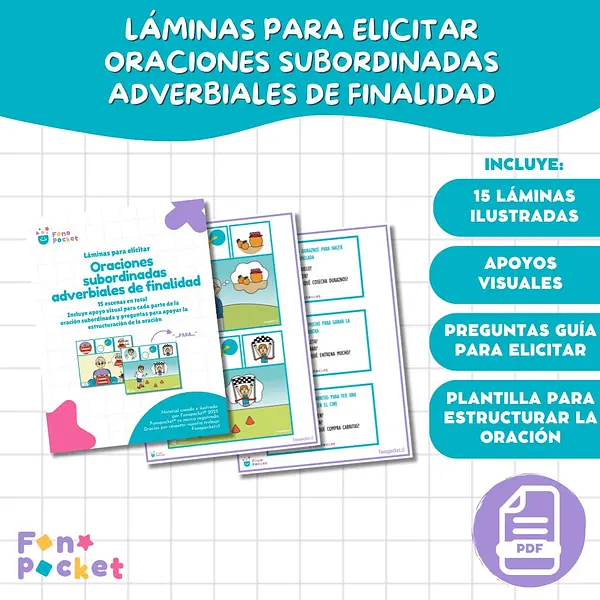 Láminas para elicitar oraciones subordinadas adverbiales de finalidad