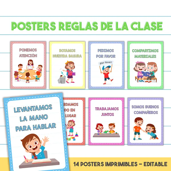 Posters Reglas de la Sala de Clases - Carteles de Reglas
