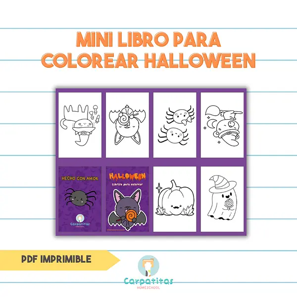 Gratis Mini Librito Para Colorear de Halloween | Noche de Brujas