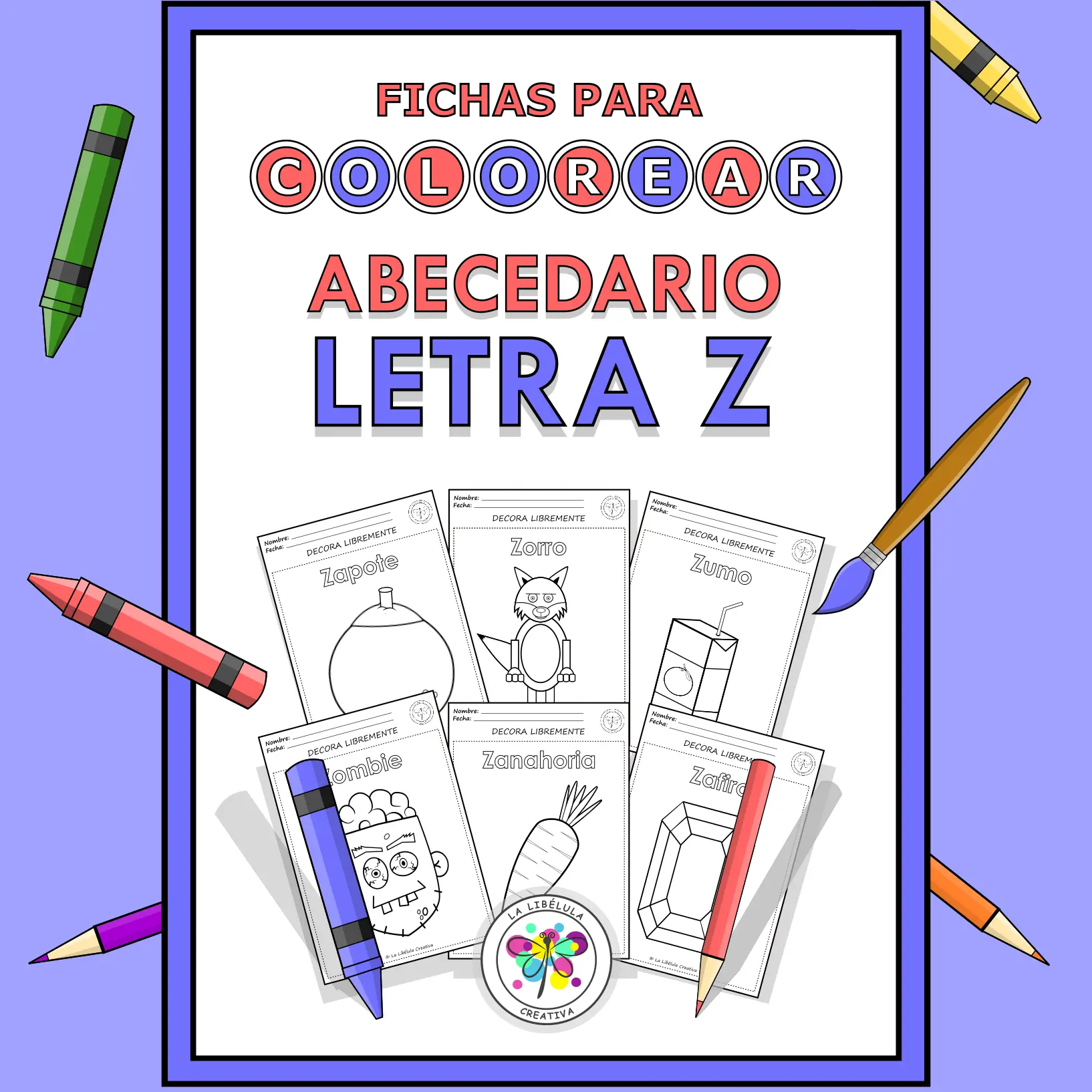 Spanish Worksheets Coloring Letter Z Objects Colorear Letra Z Objetos NO PREP