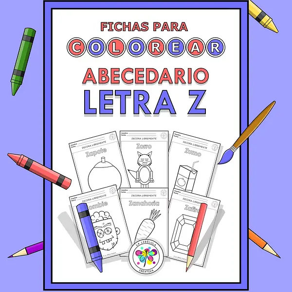 Spanish Worksheets Coloring Letter Z Objects Colorear Letra Z Objetos NO PREP