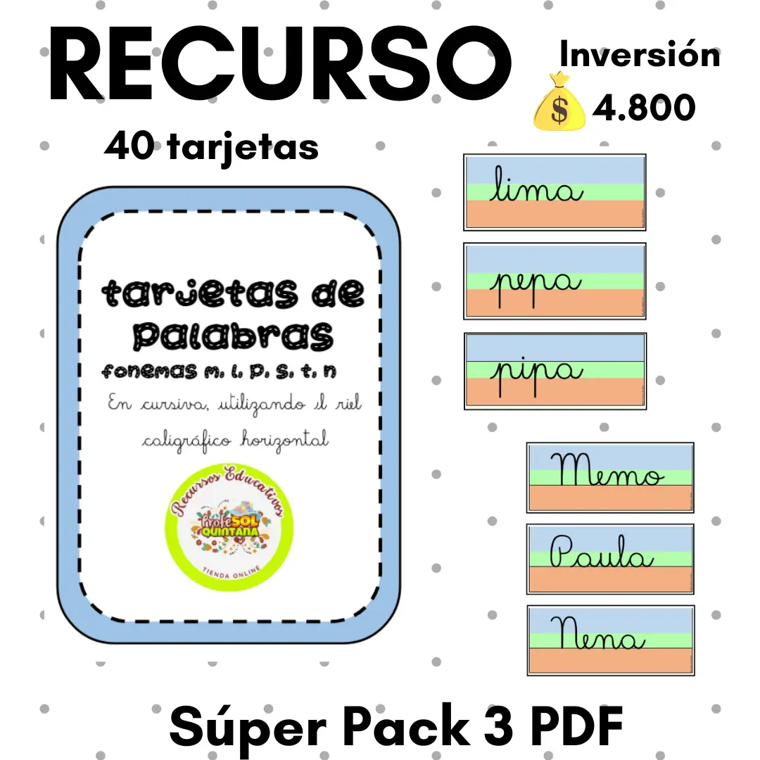 PACK TARJETAS RIEL CURSIVA