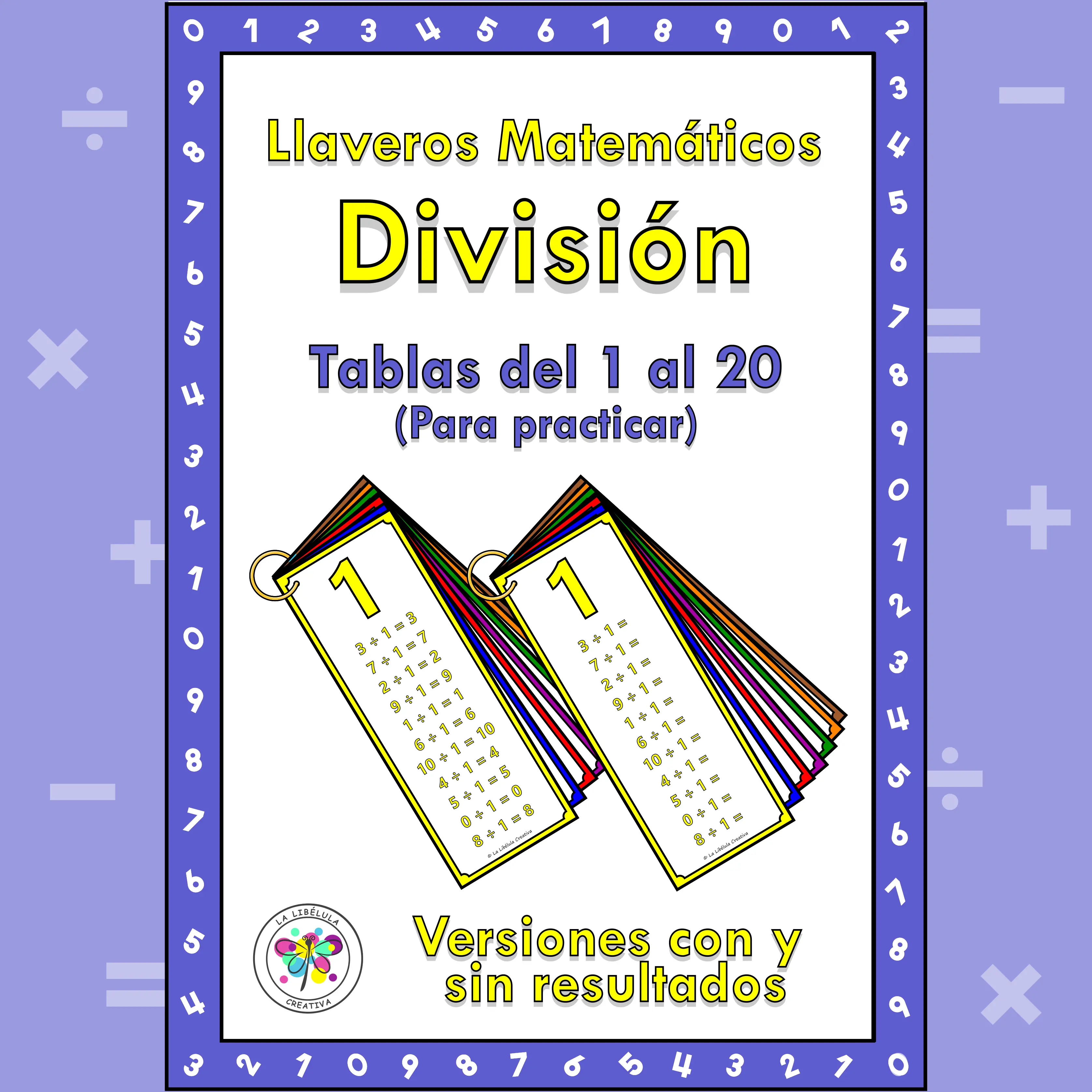 Spanish Keychain Division Numbers Llavero Matemático División Repasar Números