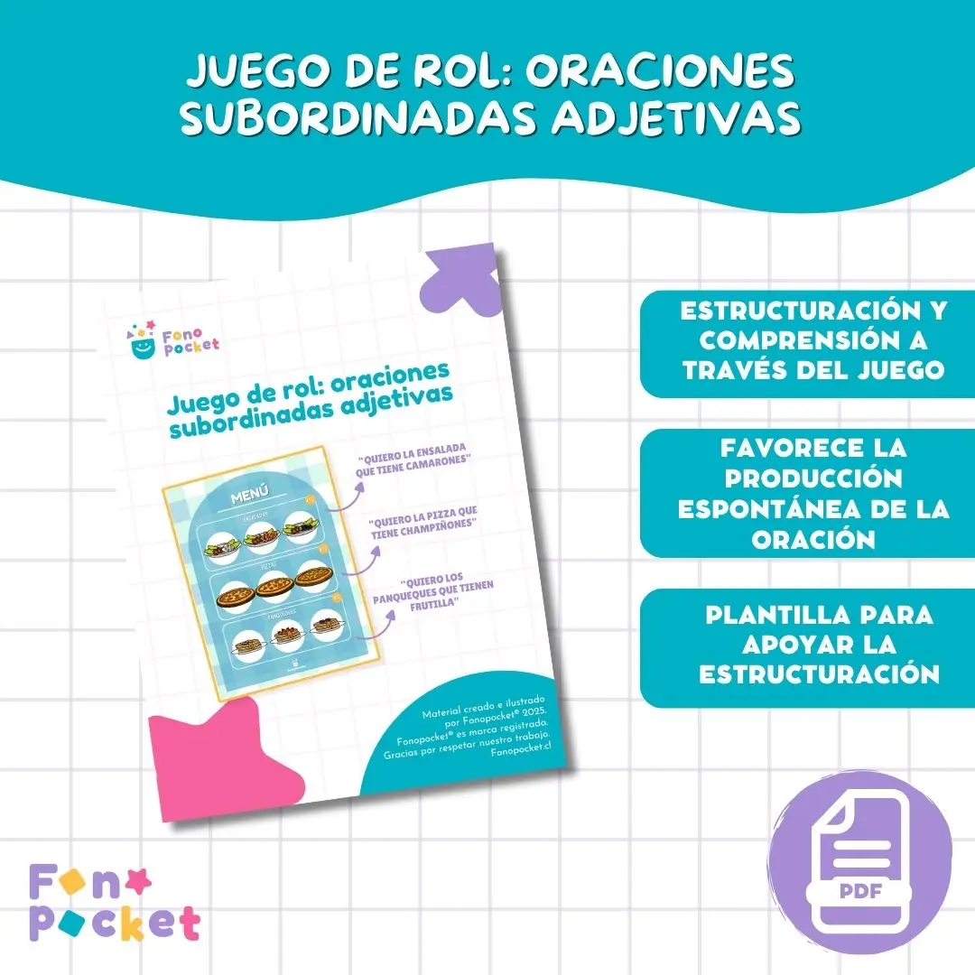 Juego de rol imprimible oraciones subordinadas adjetivas