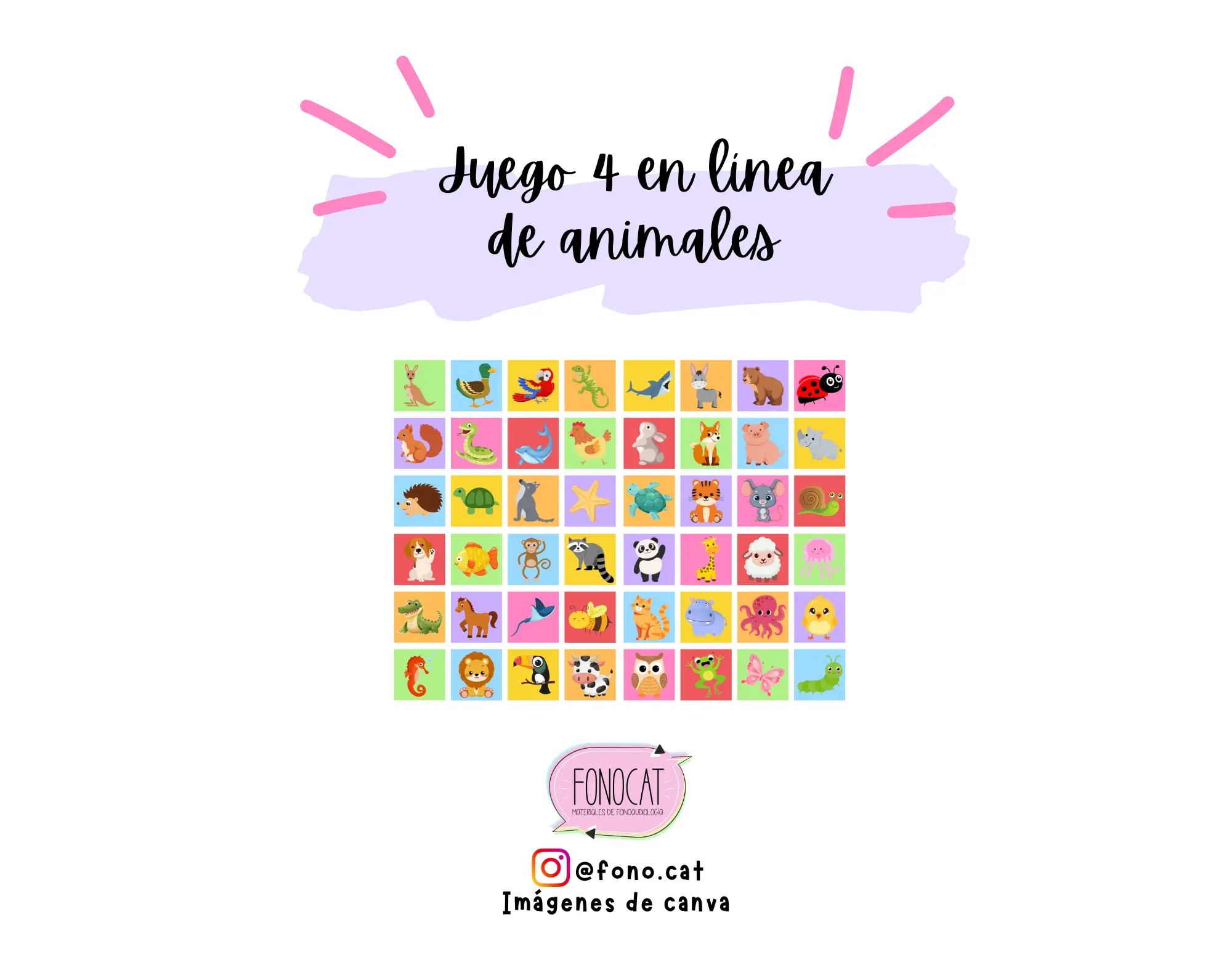 Juego 4 en Línea de Animales (para describir)
