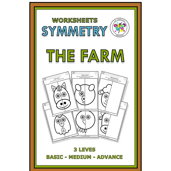 Worksheets Activities Symmetry Farm Animals BW Color No Prep Tracing