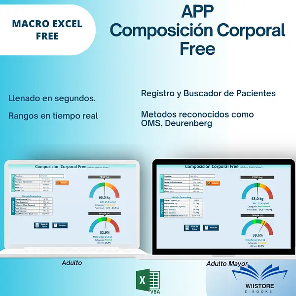 Composición Corporal Adulto y Adulto Mayor Free – Macro Excel