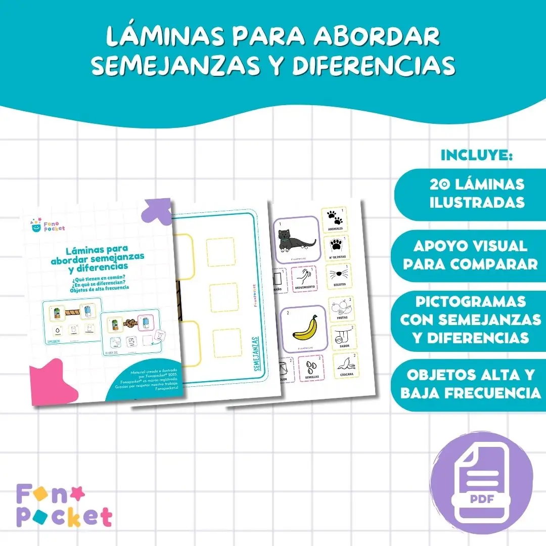 Láminas imprimibles para trabajar semejanzas y diferencias