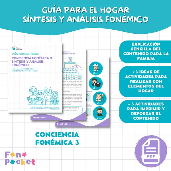 Guía para el hogar conciencia fonémica 3: Síntesis y análisis fonémico