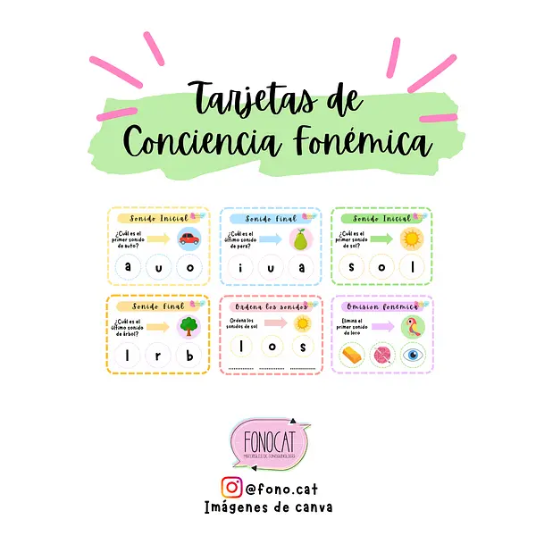 Tarjetas de Conciencia Fonémica