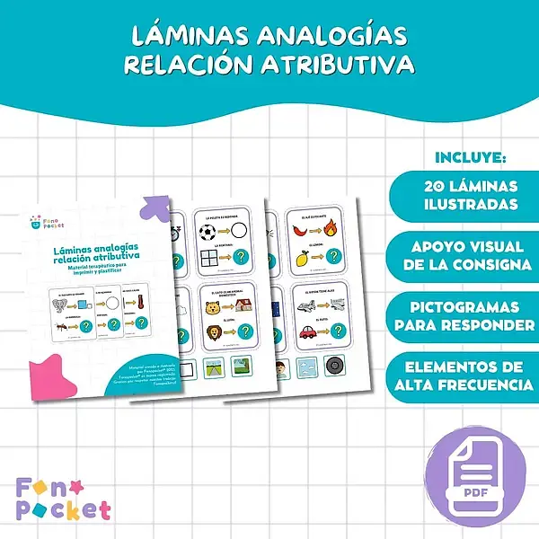 Láminas imprimibles para trabajar analogías relación atributiva