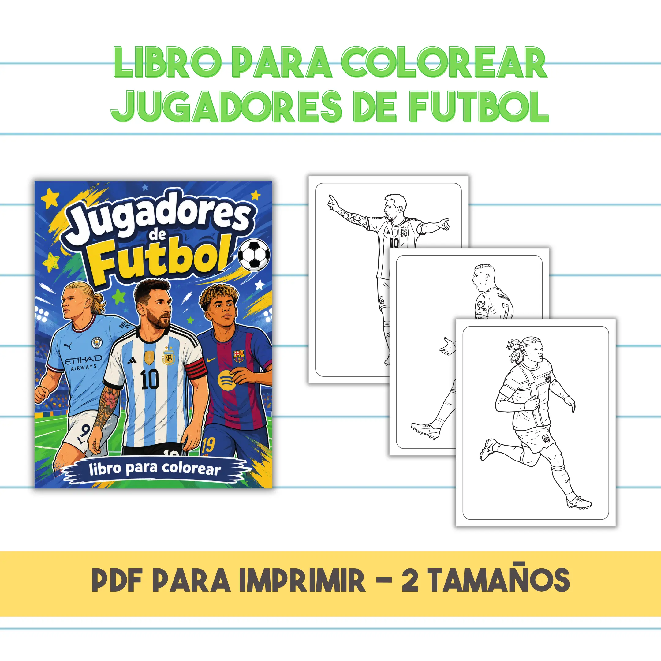 Libro para Colorear Jugadores de Fútbol | PDF Imprimible
