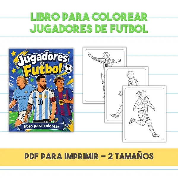 Libro para Colorear Jugadores de Fútbol | PDF Imprimible