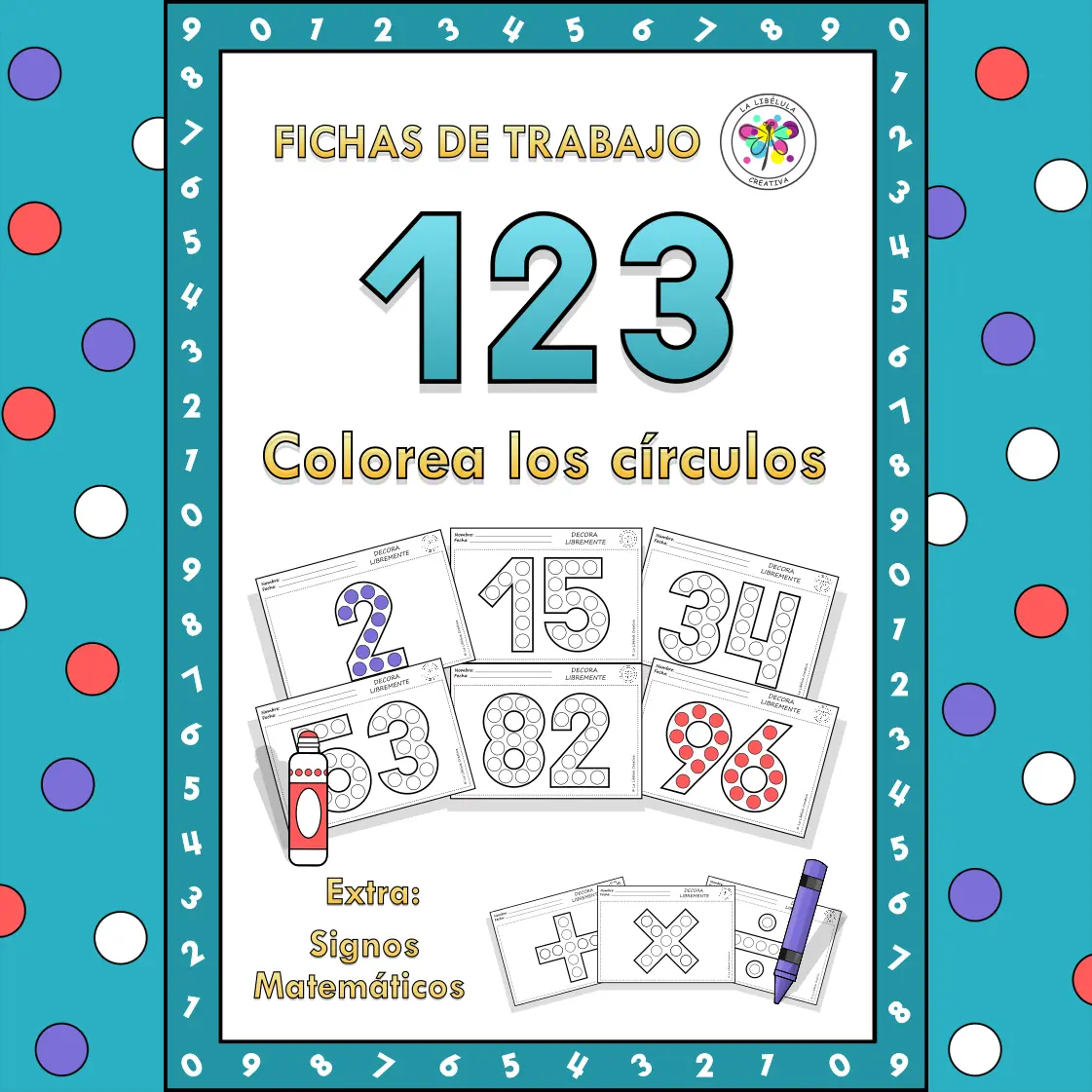 Spanish Coloring Circles Dab a Dot Numbers 0 to 100 Colorea Círculos Números