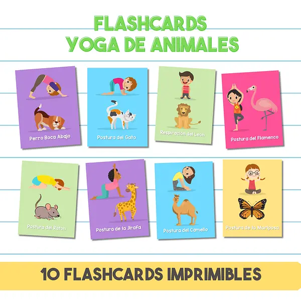 Flashcards Yoga de Animales | Posturas de Yoga de Animales Para Niños
