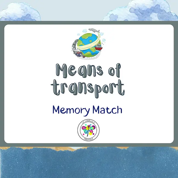 Memory Match Game Pairs Means of Transport Car Vehicles Color