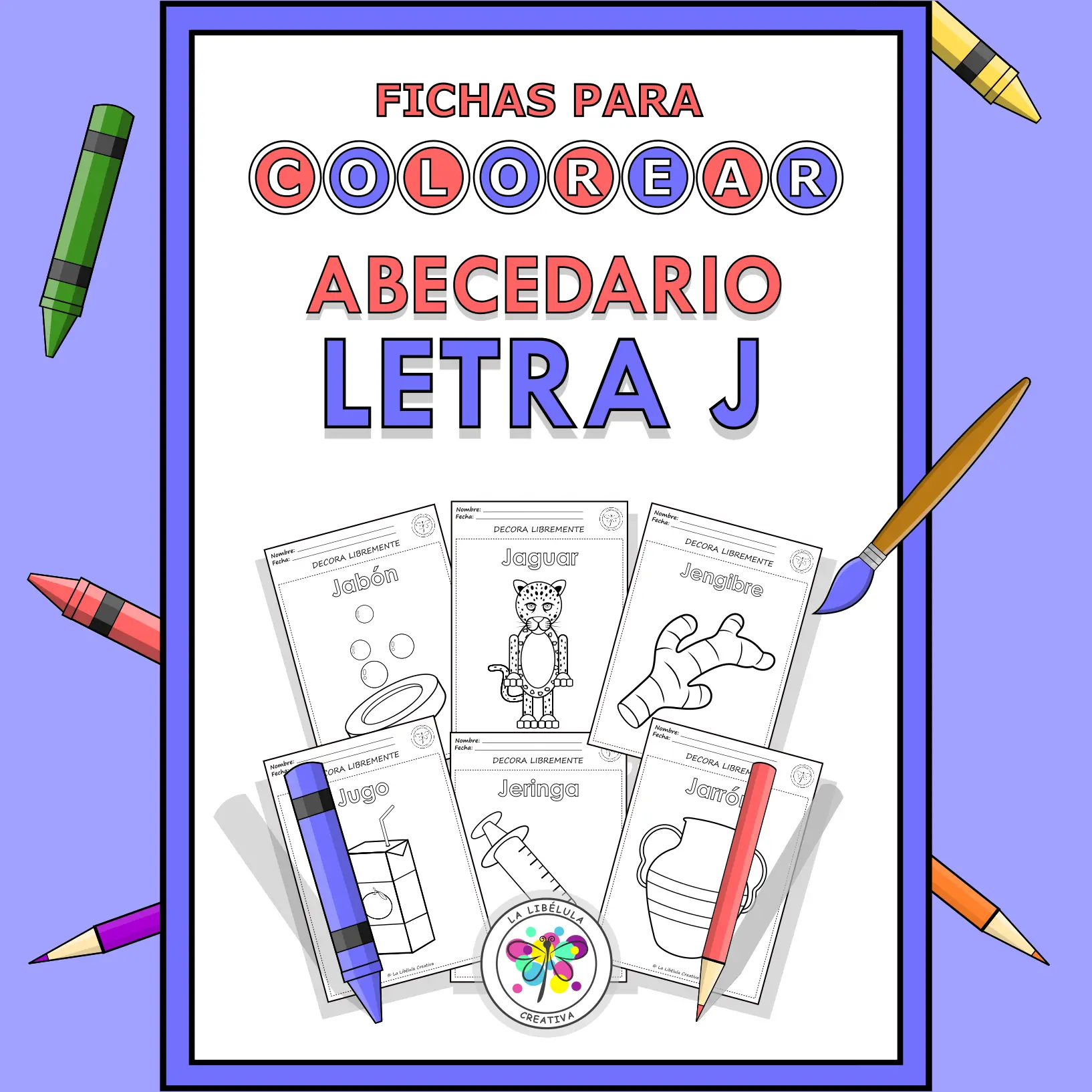 Spanish Worksheets Coloring Letter J Objects Colorear Letra J Objetos NO PREP