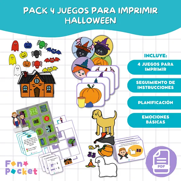 Pack 4 juegos imprimibles Versión Halloween