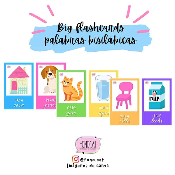 Big Flashcards (palabras bisilábicas, trisilábicas y polisilábicas)