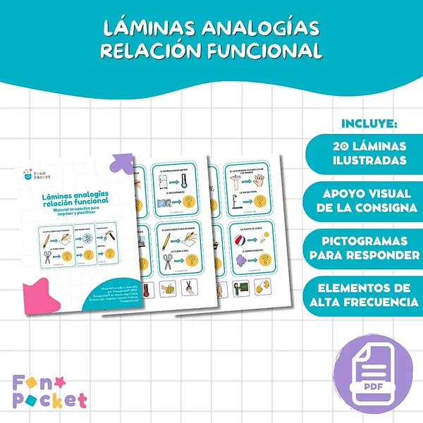 Láminas imprimibles para trabajar analogías relación funcional