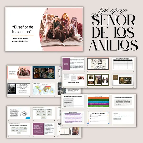 PPT apoyo con actividades fragmento El señor de los anillos