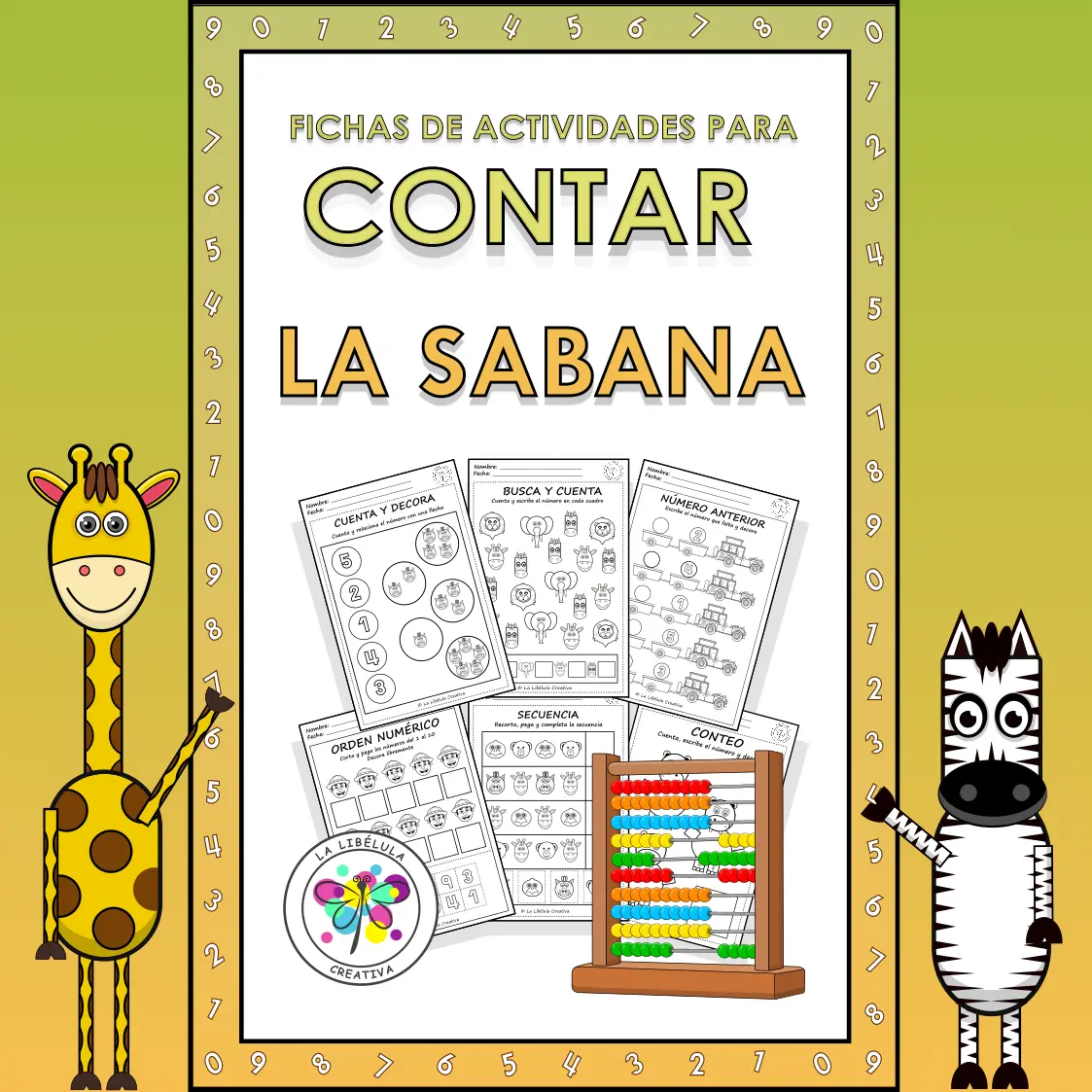 Spanish Count Numbers Color Savanna Wild Animal Contar Números Colorear Animales