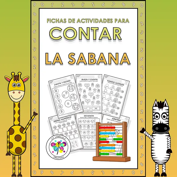 Spanish Count Numbers Color Savanna Wild Animal Contar Números Colorear Animales