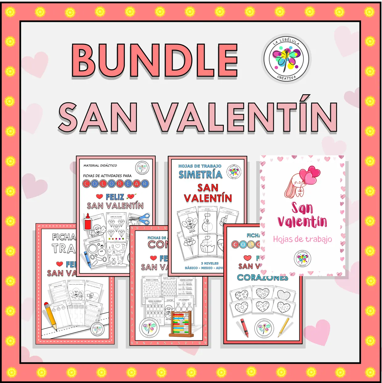 Bundle Spanish Count Tracing Color Symmetry Valentine's Números Trazos Valentín