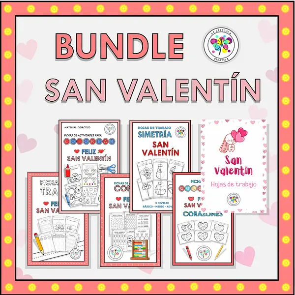 Bundle Spanish Count Tracing Color Symmetry Valentine's Números Trazos Valentín