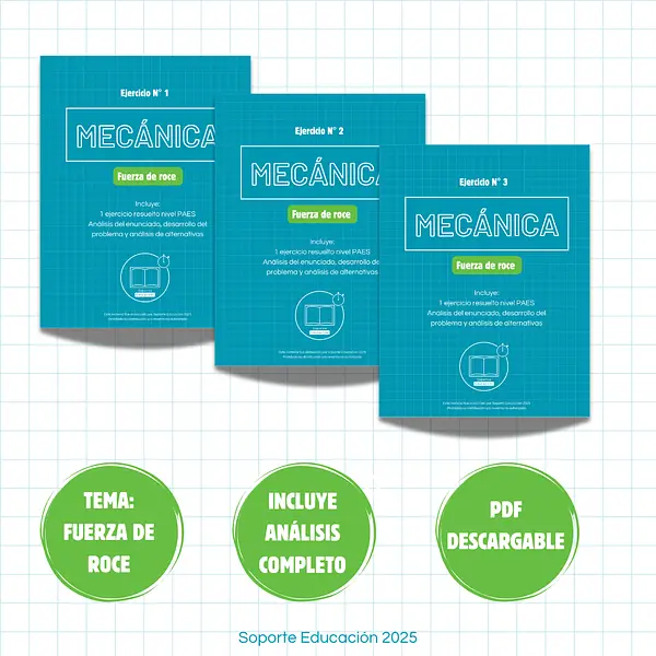 Pack 3 Ejercicios resueltos sobre fuerza de roce (PAES)