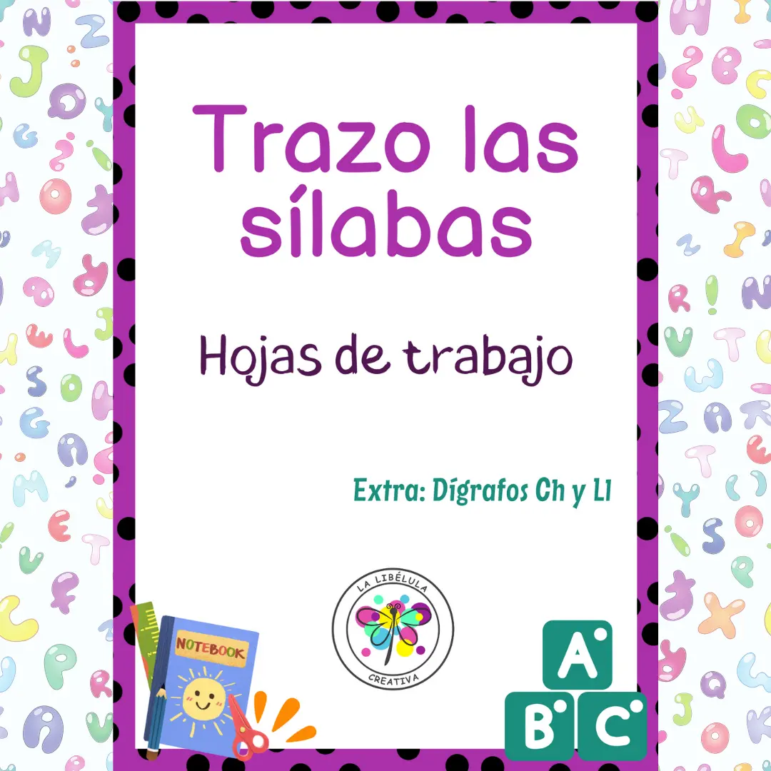 Spanish Tracing Syllables ABC Letters Fichas Trazo Sílabas Lectoescritura