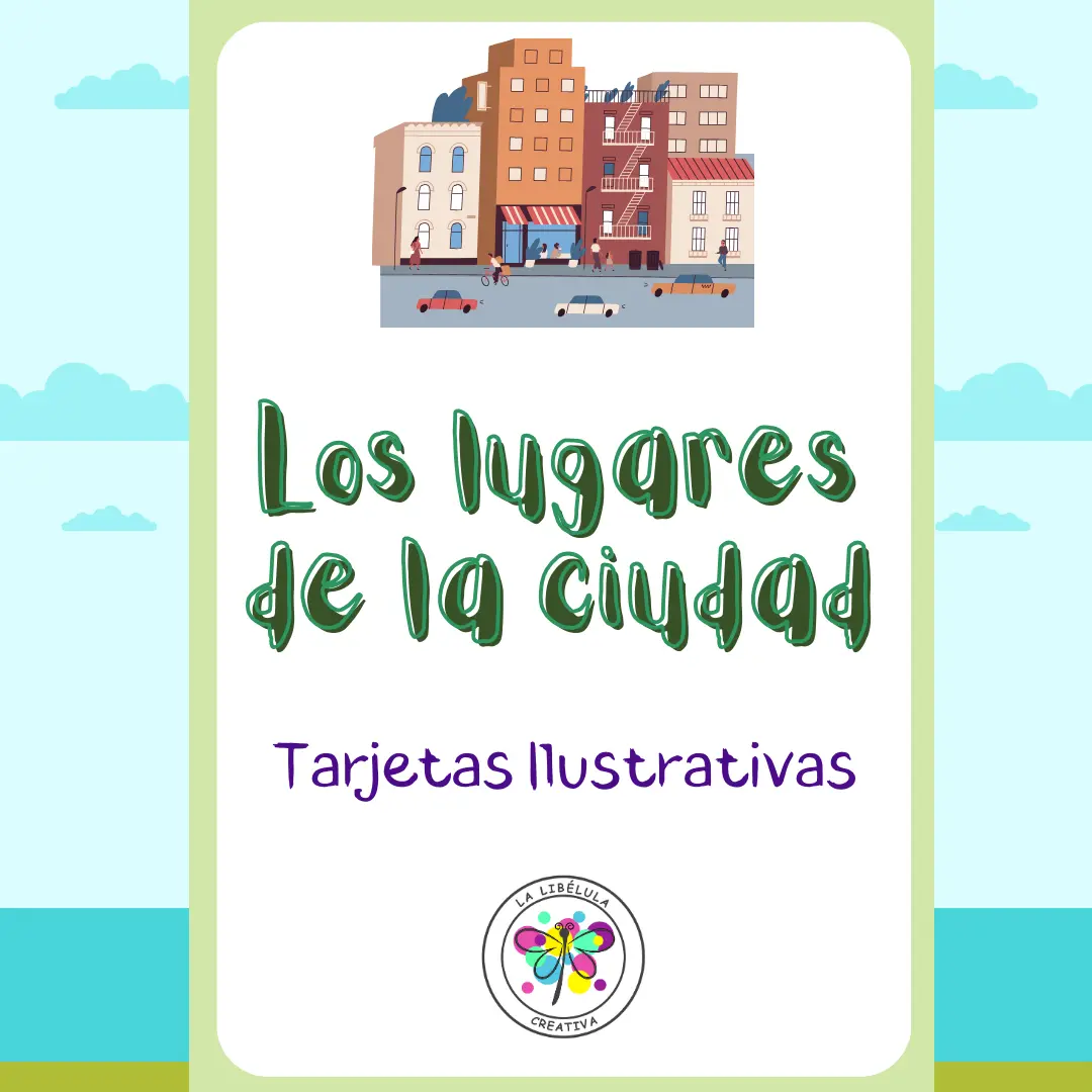 Spanish Flash Cards City Buildings Places Tarjetas Ciudad Lugares NO PREP Color